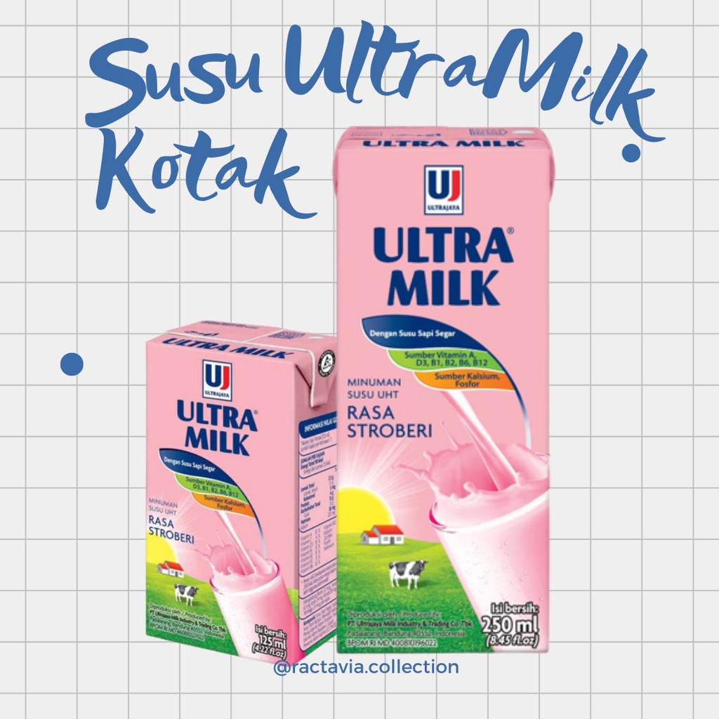 SUSU ULTRA MILK STRAWBERRY KOTAK 125 ML DAN 250 ML