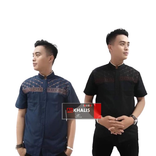 Baju koko pria dewasa baju koko bisa COD Baju koko pendek bordir fashion muslim pria Alkhalis