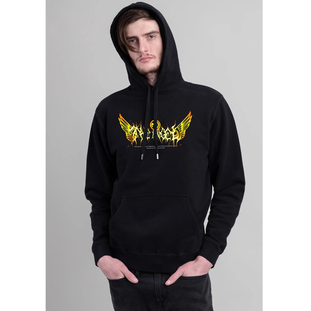 Sweater Hoodie Motif Aesthetic Font Metal Model Terbaru Original / Sweater Hoodie Tulisan Keren Distro / Jaket Hoodie Bestie-Aesthetic-No Problem-Gambar Sayap