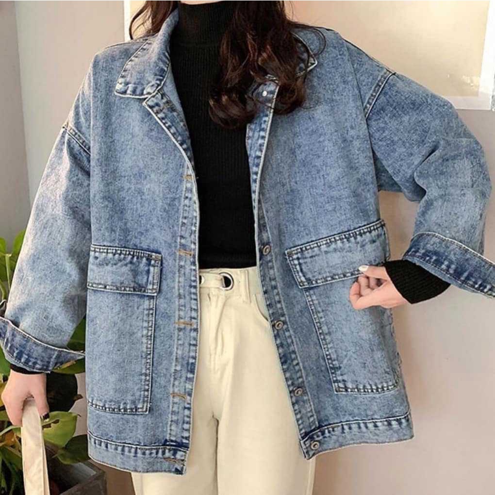 JAKET WANITA JENNIE JEANS OVERSIZE KOREAN STYLE TERBARU