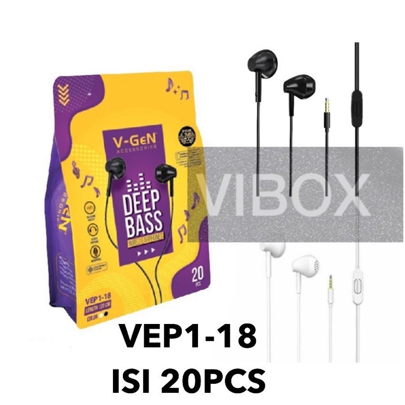 HANDSFREE V-GEN VEP1-18 PER 1KANTONG ISI 20 pcs HEADSET VEP1-18 SUPERBASS