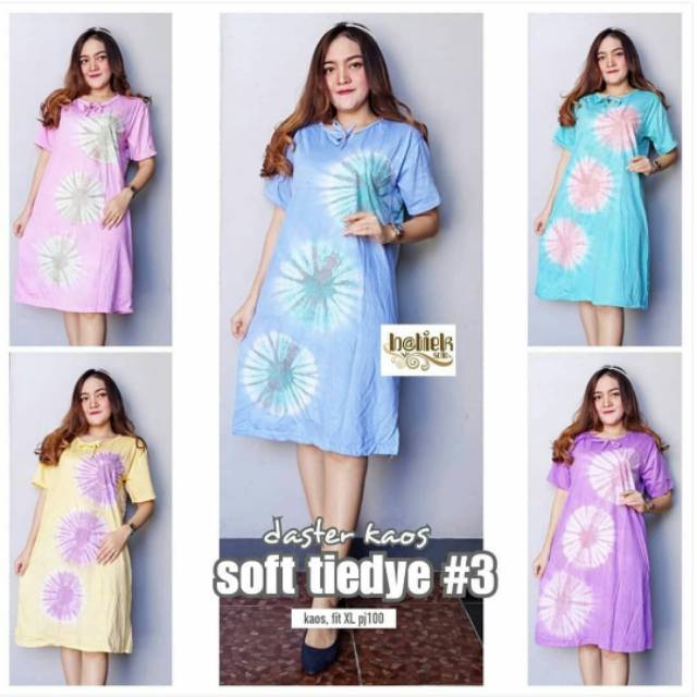 Daster pendek kaos soft tiedye tali leher baju tidur