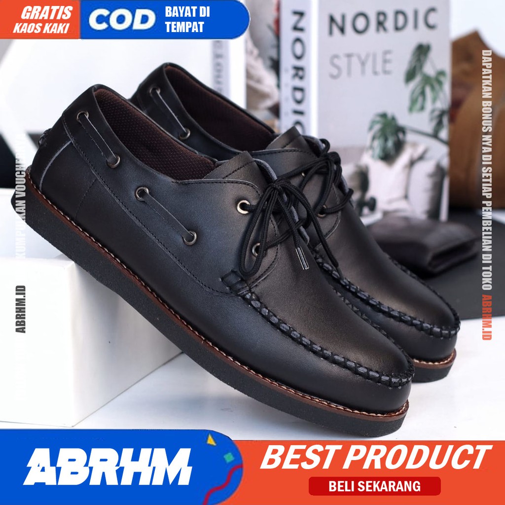 ABRHM X DIVAS Sepatu Kasual Pria Sepatu Kerja Kantor Semi Formal Kuliah Sepatu Pria Casual kulit asli Cowok / Cowo Keren Oxford Original Murah Terlaris