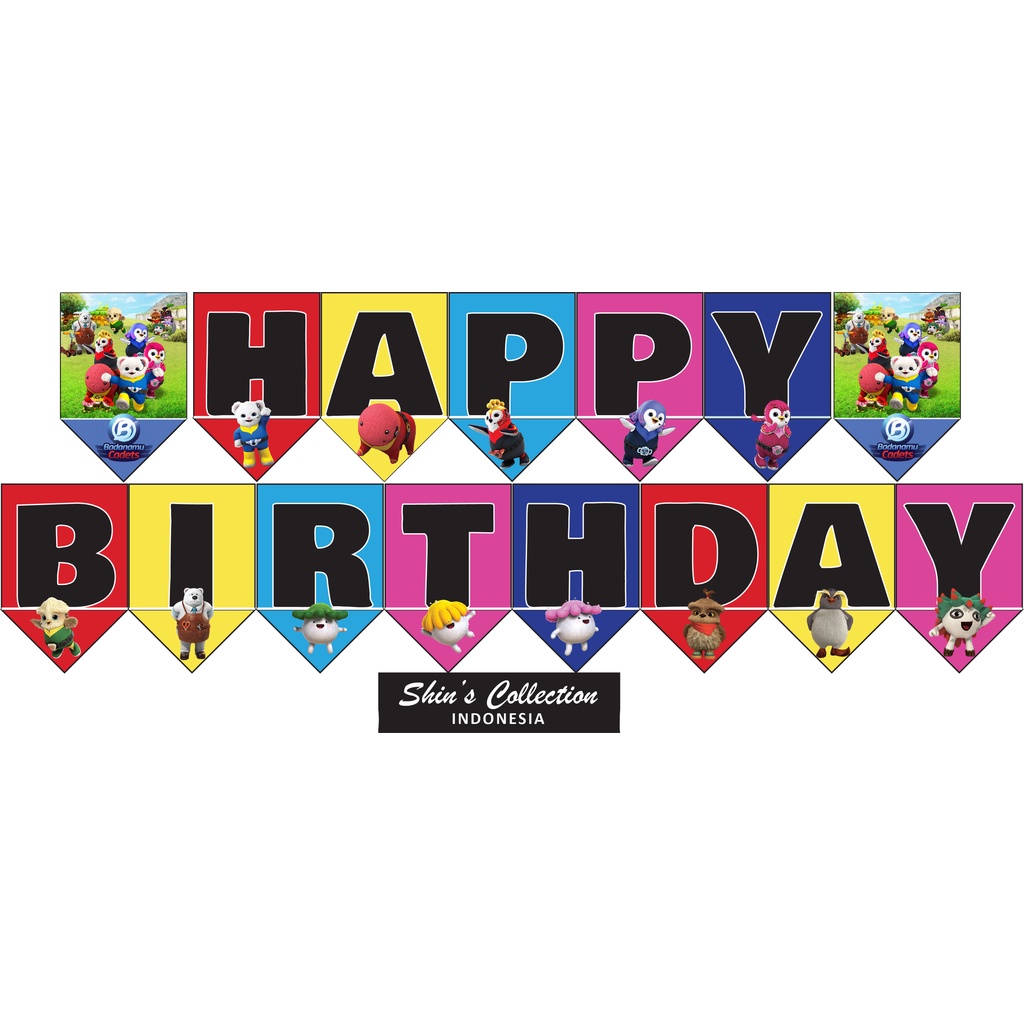 Banner bunting flag happy birthday Badanamu cadets set