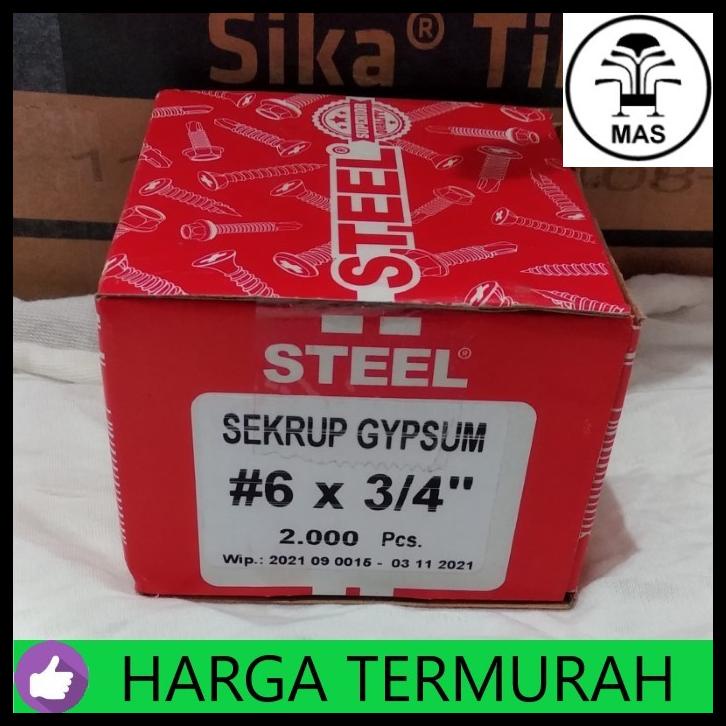 

Sekrup Gypsum 6X3/4 Steel (2000Pc) Harga Per Box Drywall Screw Steel