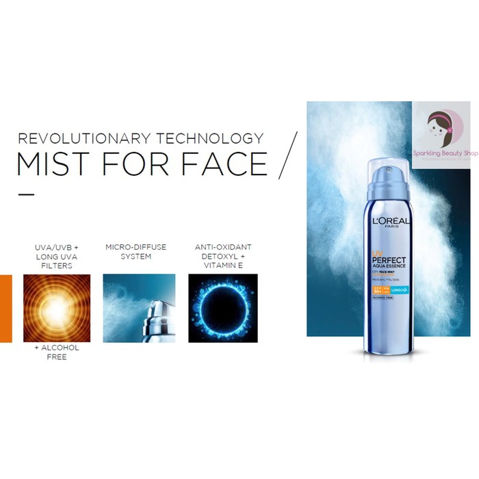 harga murah  L'Oreal UV Perfect Aqua Essence City SPF 50 UV Mist (Spray Wajah)
