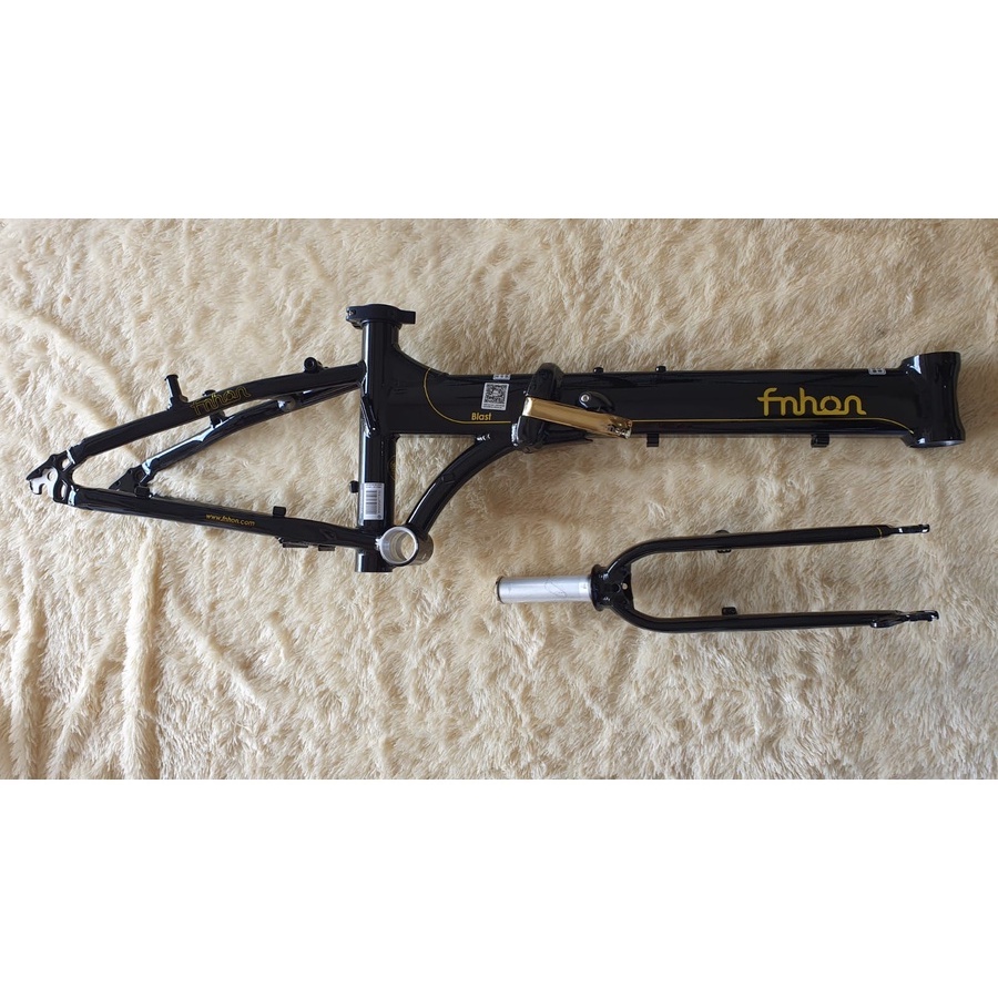 Frame Fork plus Handlepost Fnhon Blast V Brake 20 22 inch Warna Black Gold Alloy Black Gold Not Discbrake