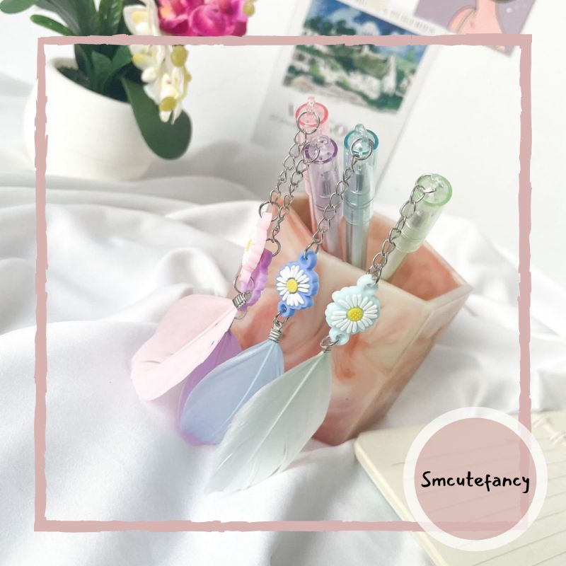 

Pen Gel Gantungan Bungan Daisy Bulu Lucu Unik Murah Kekinian