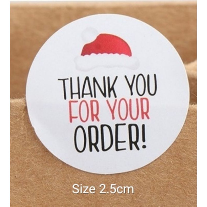 

sticker thank you for your order topi santa claus stiker label segel kemasan sealer packaging natal