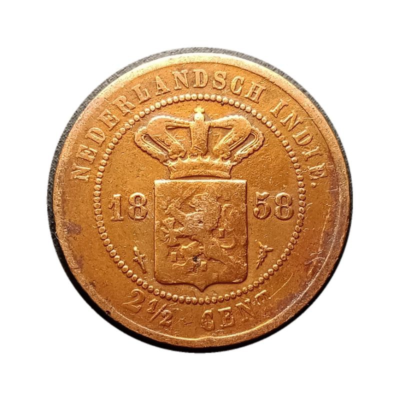 Koin Jaman Belanda 2,5 Cent Tahun 1858 Kode X-122