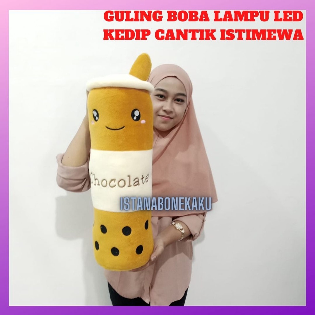 Boneka Guling Boba Lampu Kedap Kedip Cantik T : 60 cm Bahan Halus Isi Dacron Murni SNI