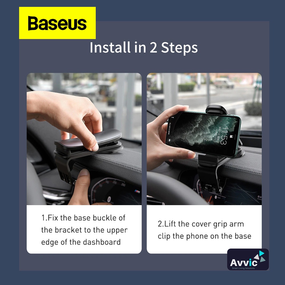 BASEUS Car Mobile Phone Holder 360° Dashboard Big Mouth Mount Clip