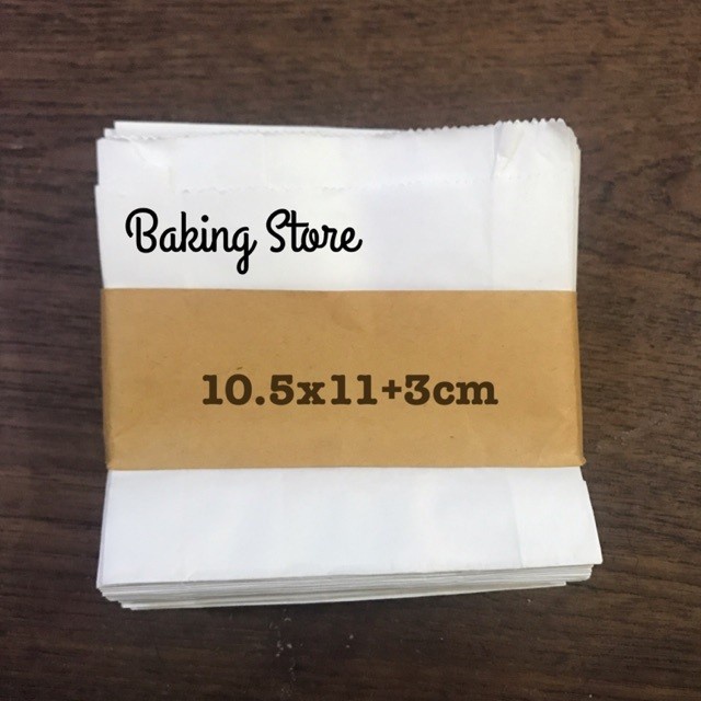 

BISA BAYAR DITEMPAT Paperbag Kantong Kertas Putih Tahan Minyak 10.5x11+3cm isi 100lembar