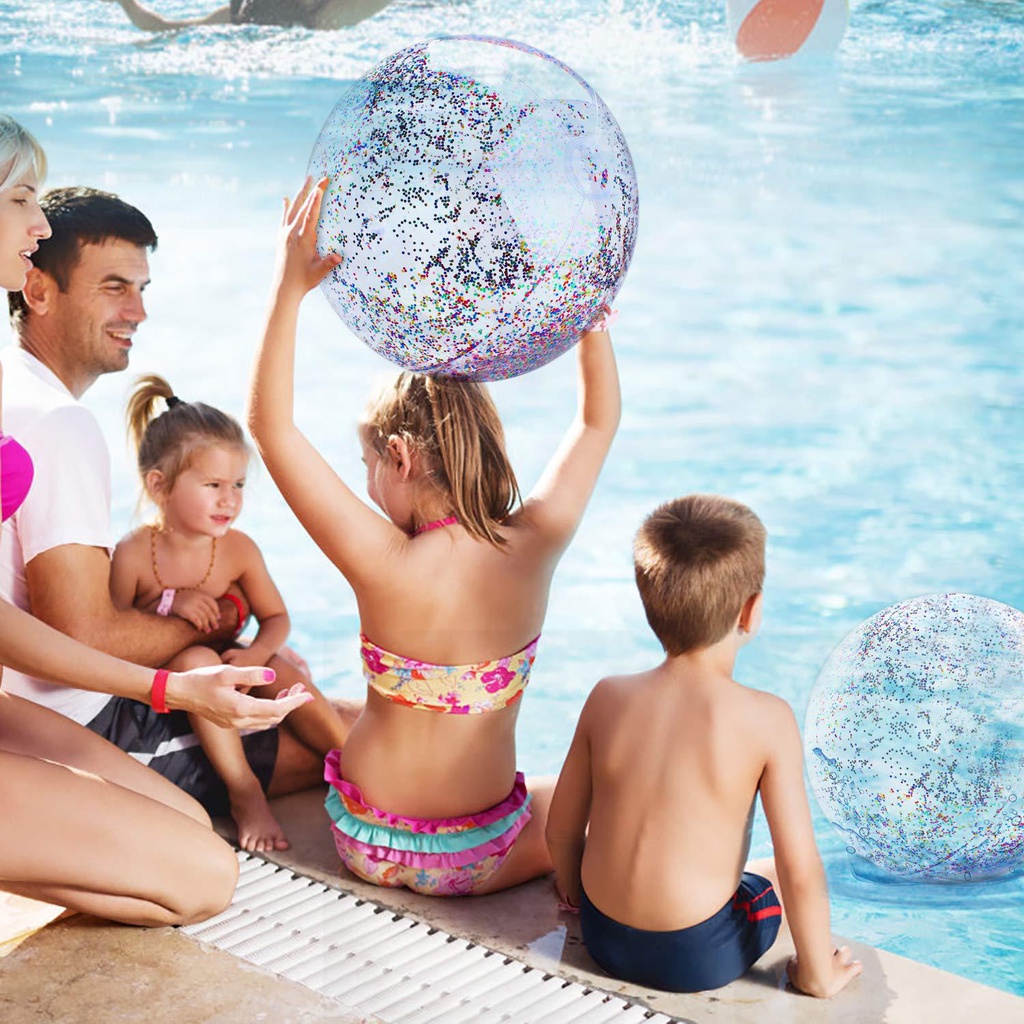 [ Colorful Transparent PVC Sequin Beach Ball Toy For Photo Props Swimming Pools Playing Fun Tools ]