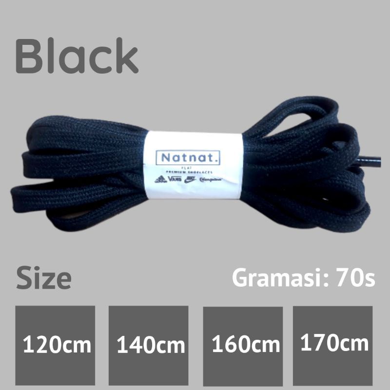 Promo Tali Sepatu Shoelace Premium Pipih Flat-sf8-black-white-8mm