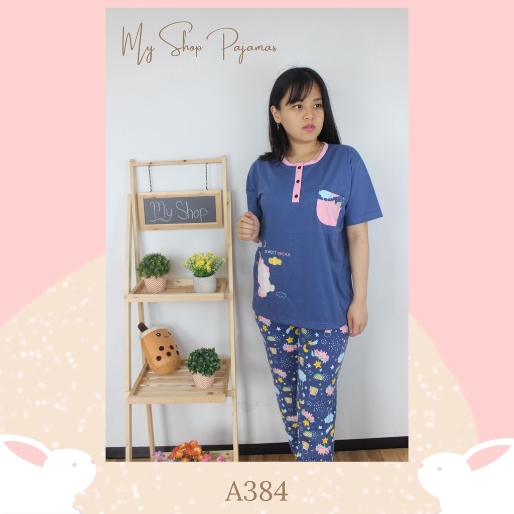 PIYAMA BABYDOLL SLEEPWEAR TANGAN LENGAN PENDEK CELANA PANJANG ANNE CLAIRE / BAJU PAKAIAN TIDUR SETELAN WANITA DEWASA PAJAMAS CP-2