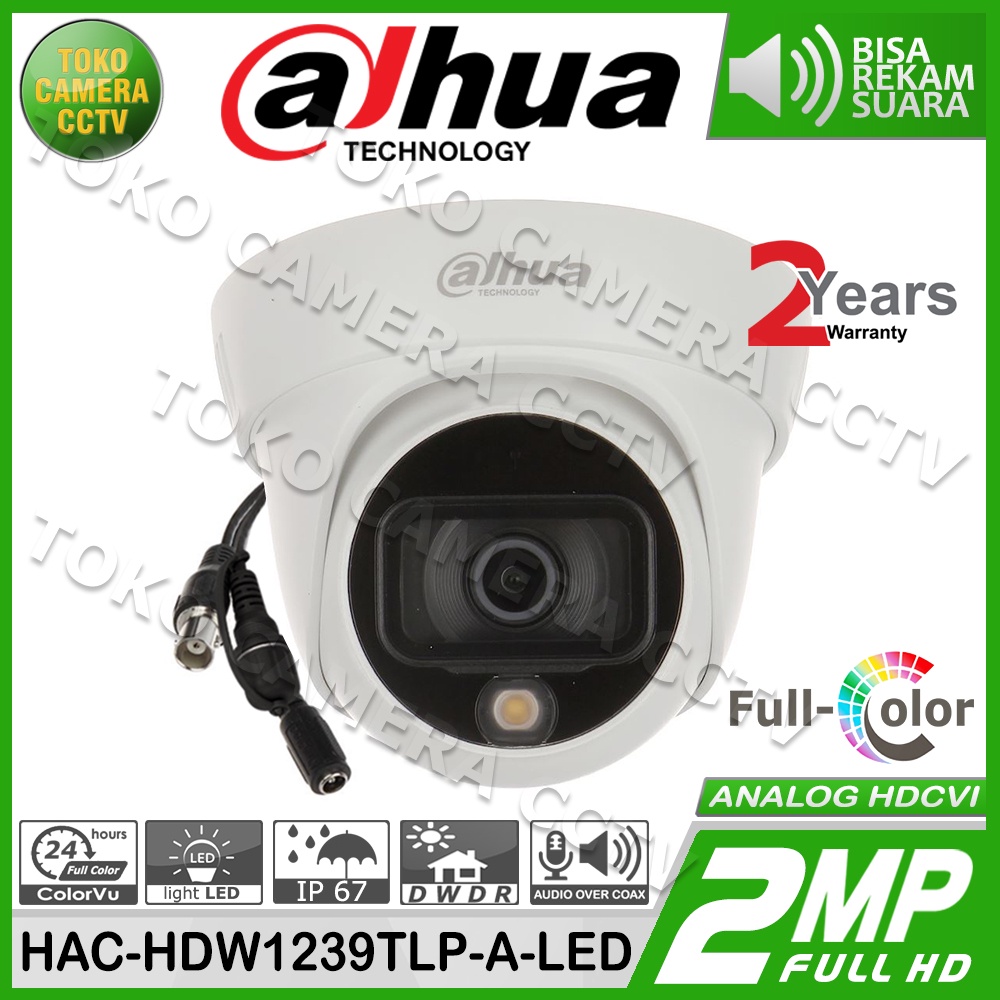 KAMERA INDOOR 2MP COLOR DAHUA HAC-HDW1239TLP-A-LED CAMERA BERWARNA