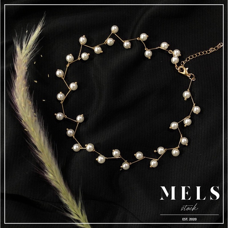 Choker PEARL edition gold/silver - kalung choker mutiara