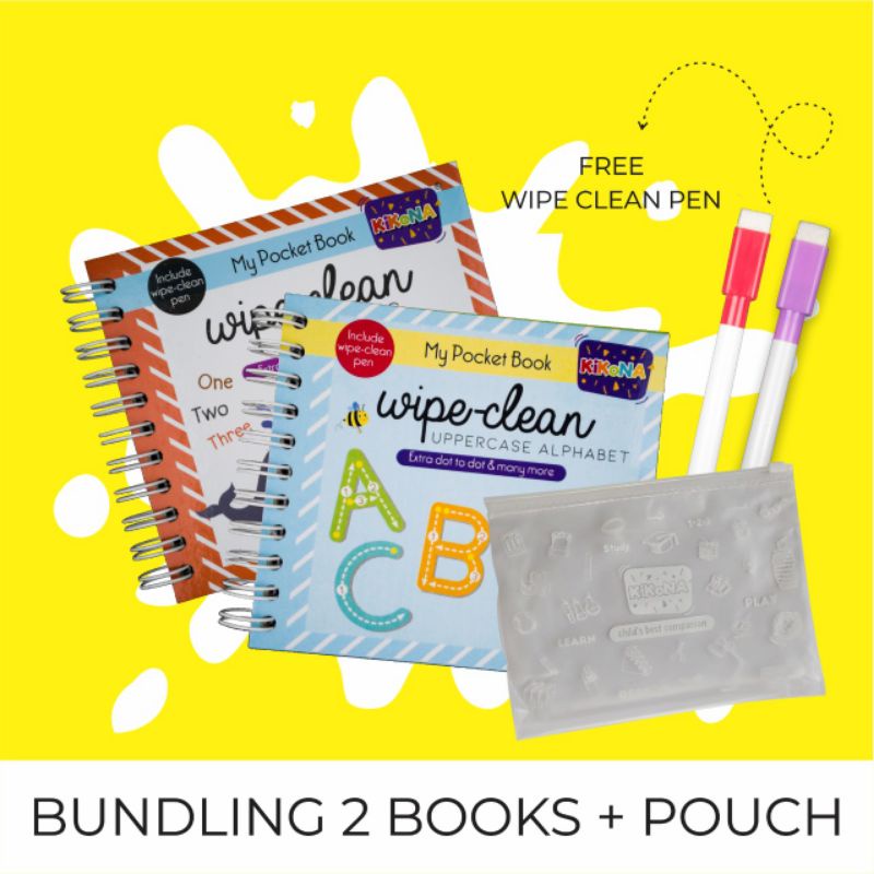 

Paket Bundling - 2 BOOKS Wipe Clean Series with POUCH (FREE 2 spidol wipe clean) Activity book / Buku saku anak