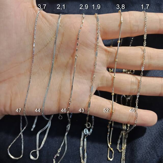 750 Kalung rantai asli kadar 750 75% variasi UBS baru jedar cantik kilat padat putih white gold