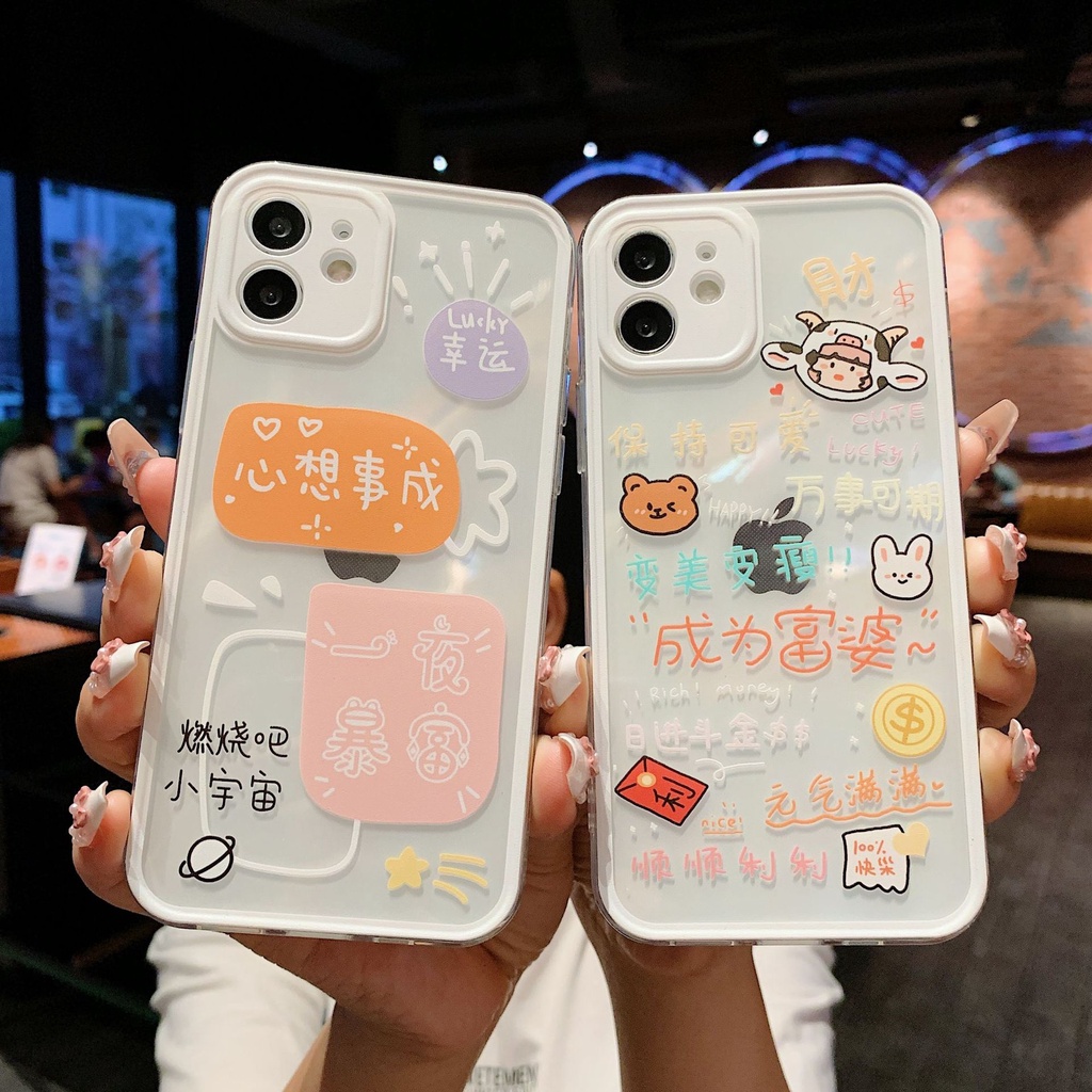 Square Edge Sofcase Cartoons iPhone X XS XR XSMAX 11 12 13 Mini Pro Promax