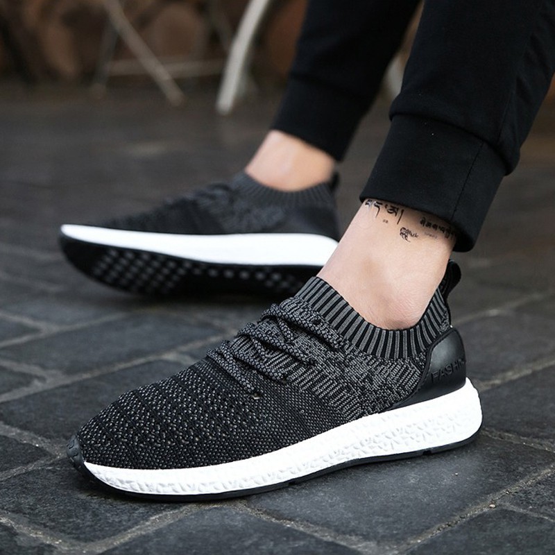 Mainland Sepatu Pria Kasual Sepatu Lari Sport Sneakers Casual Training Running Shoes Hitam SP201 - A