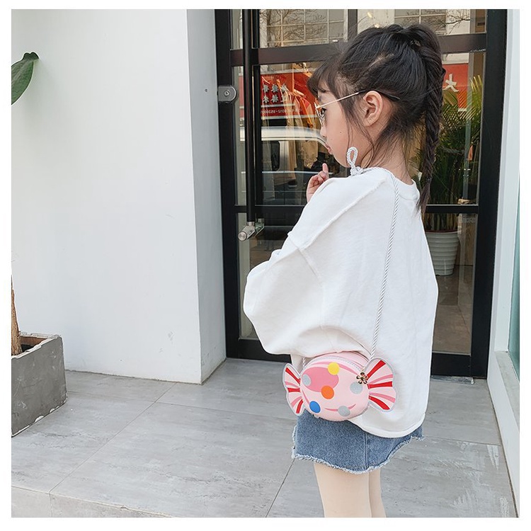 Khatin Tas Anak Perempuan / Tas Selempang Anak / Sekolah / Sling Bag / Kids / Motif Permen /  Perempuan / Lucu / Terbaru Import - 270