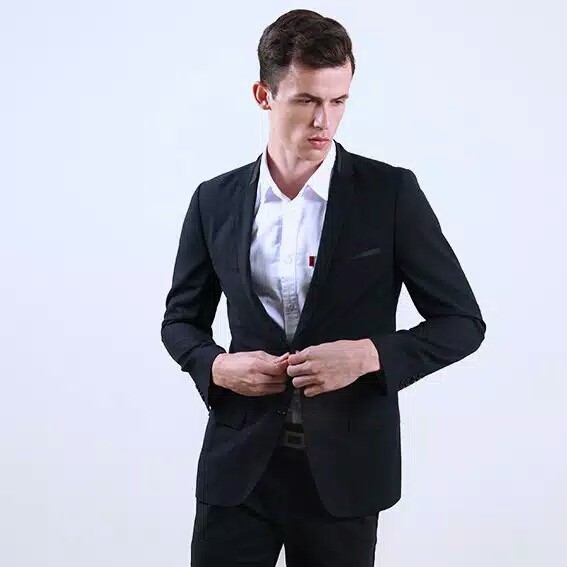 JAS PRIA - BLAZER NIKAH HITAM NEW BLACKSTYLE MODEL SLIMFIT CASUAL KOREA STYLE