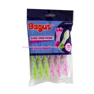 Bagus Sure Grip Pegs Penjepit Pakaian Jepitan Jemuran Baju Isi 12Pcs