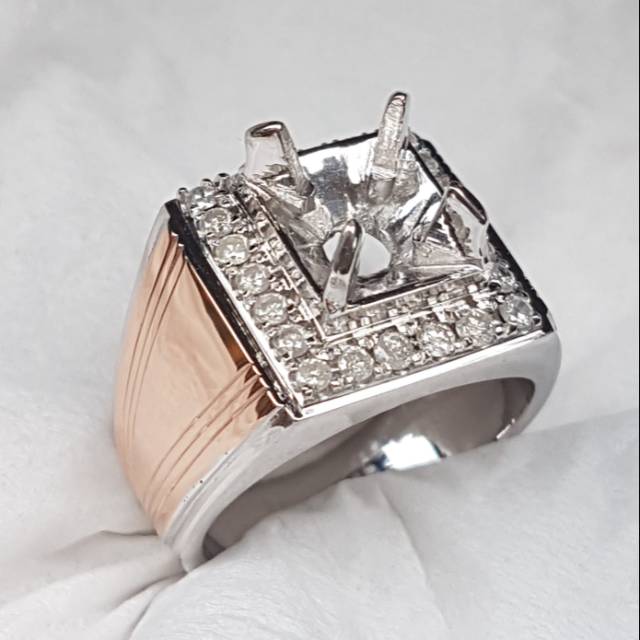 E8 ikat emban cincin perak kombinasi emas swasa mata intan berlian diamond ring 19.5 atau 8.75 murah