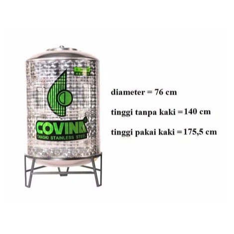 Tangki Air / Tandon Toren Stainless merk Covina tipe CT-750 BK