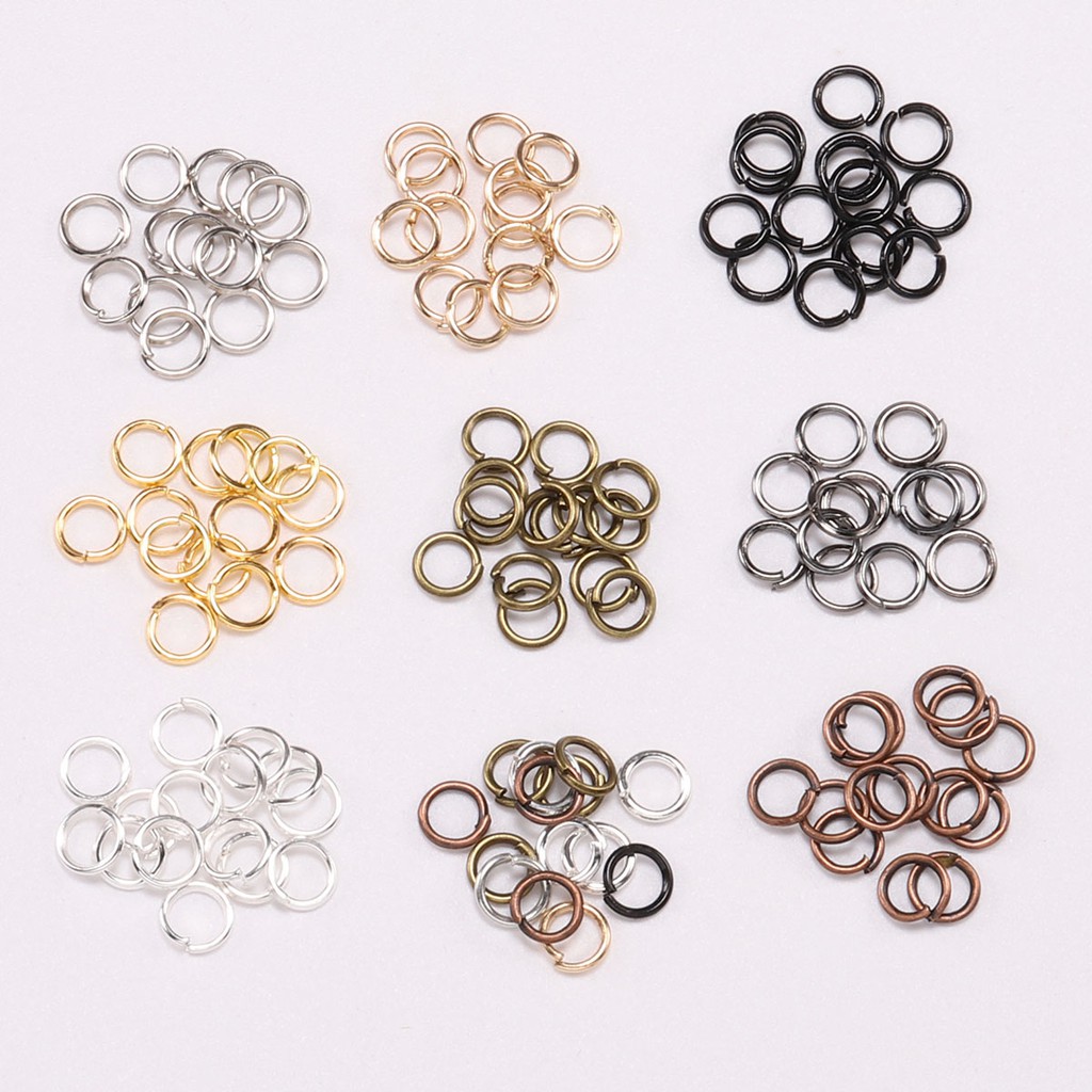 200pcs / Pak Konektor Split Ring Open Jump 3 / 4 / 5 / 6 / 7 / 8 / 10 / 12 / 14 / 16 / 18 / 20mm Warna Silver / Gold / Bronze Untuk Perhiasan Diy