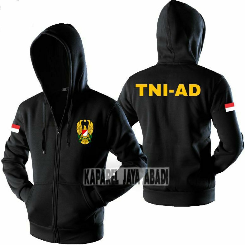 Jaket Zipper TNI-AD / Hoodie Tni-Ad Tentara Nasional Indonesia Angkatan Darat / Sweater Intansi Tni-