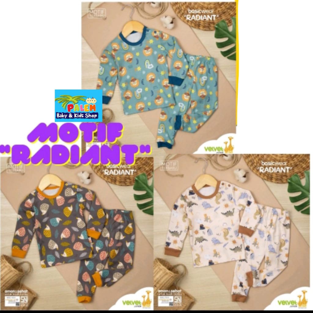 3pcs setelan Velvet junior oblong panjang/piyama baby S,M,L.LB,XL,XXL