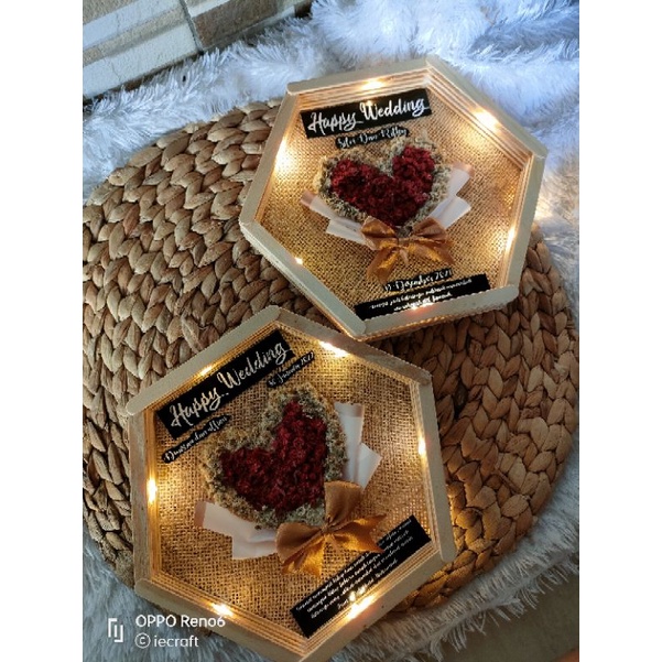 1 HARI JADI Hexa Frame Flower Frame Love in Frame Kado pernikahan kado ulangtahun kado wisuda Kado ultah Kado unik
