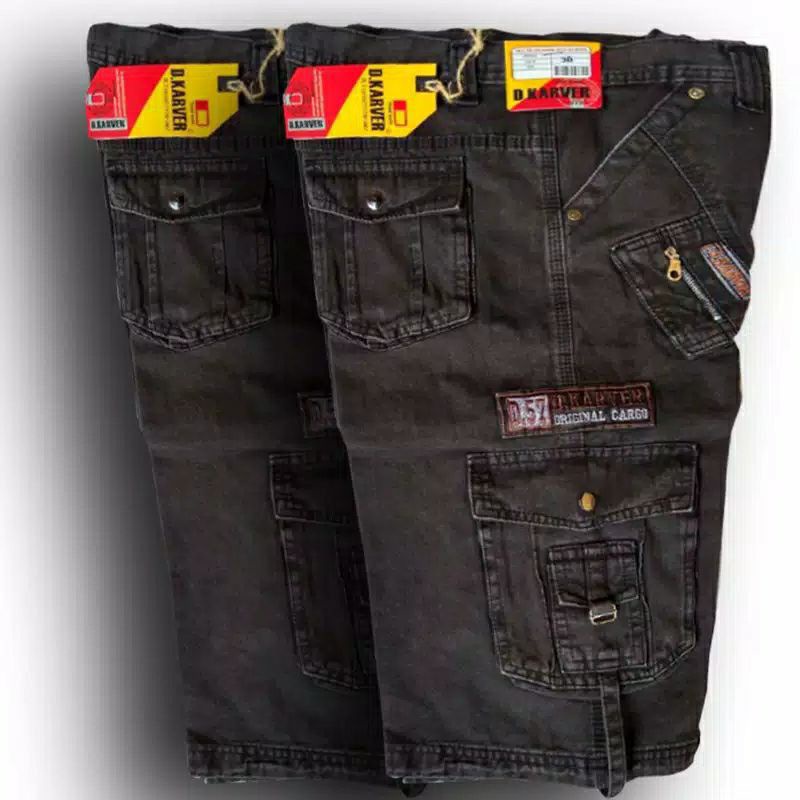 Celana Pendek Cargo Pria Bahan Jeans Model Kempol Gunung Size 27-44 Big Size Jumbo