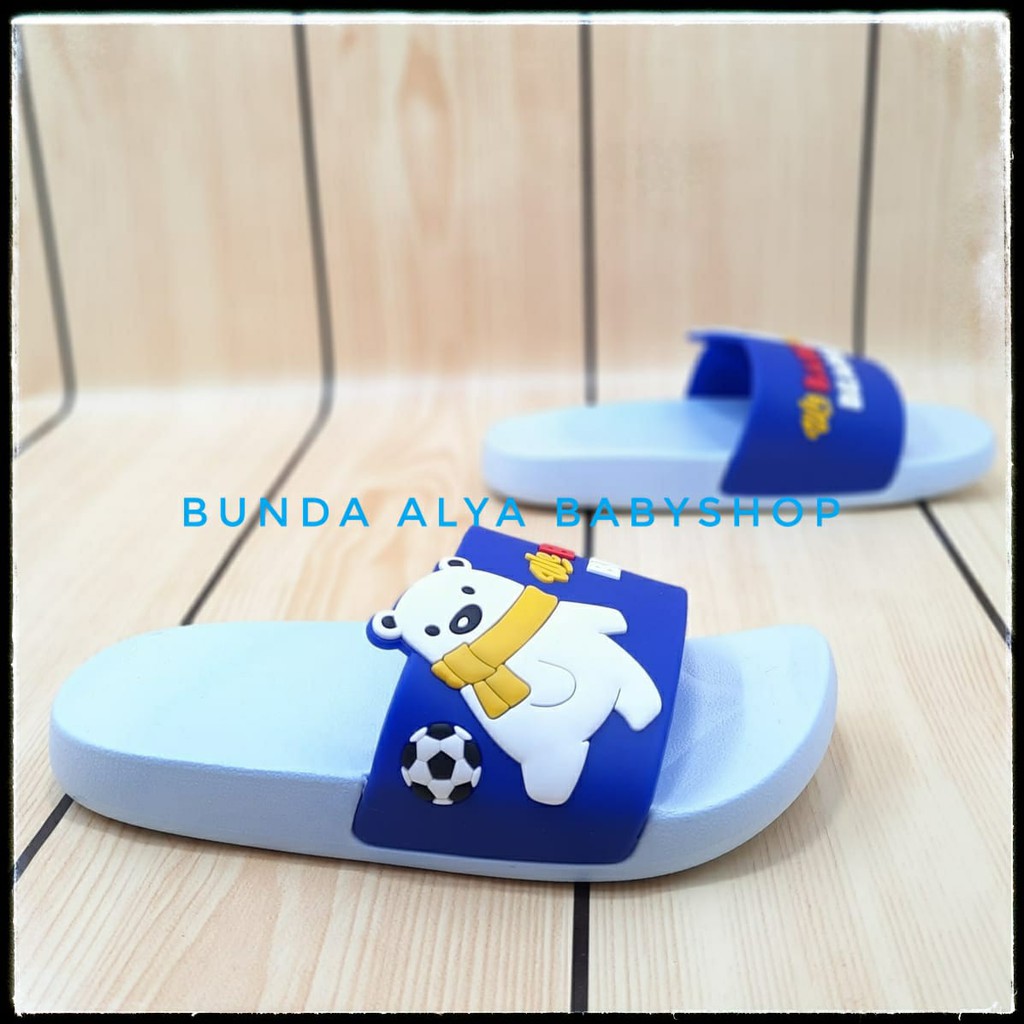 Sendal Anak Laki Laki IMPORT 3 4 5 Tahun Karet Anti Licin - Sandal Anak Cowok Cewek AntiLicin BEAR BIRU MUDA