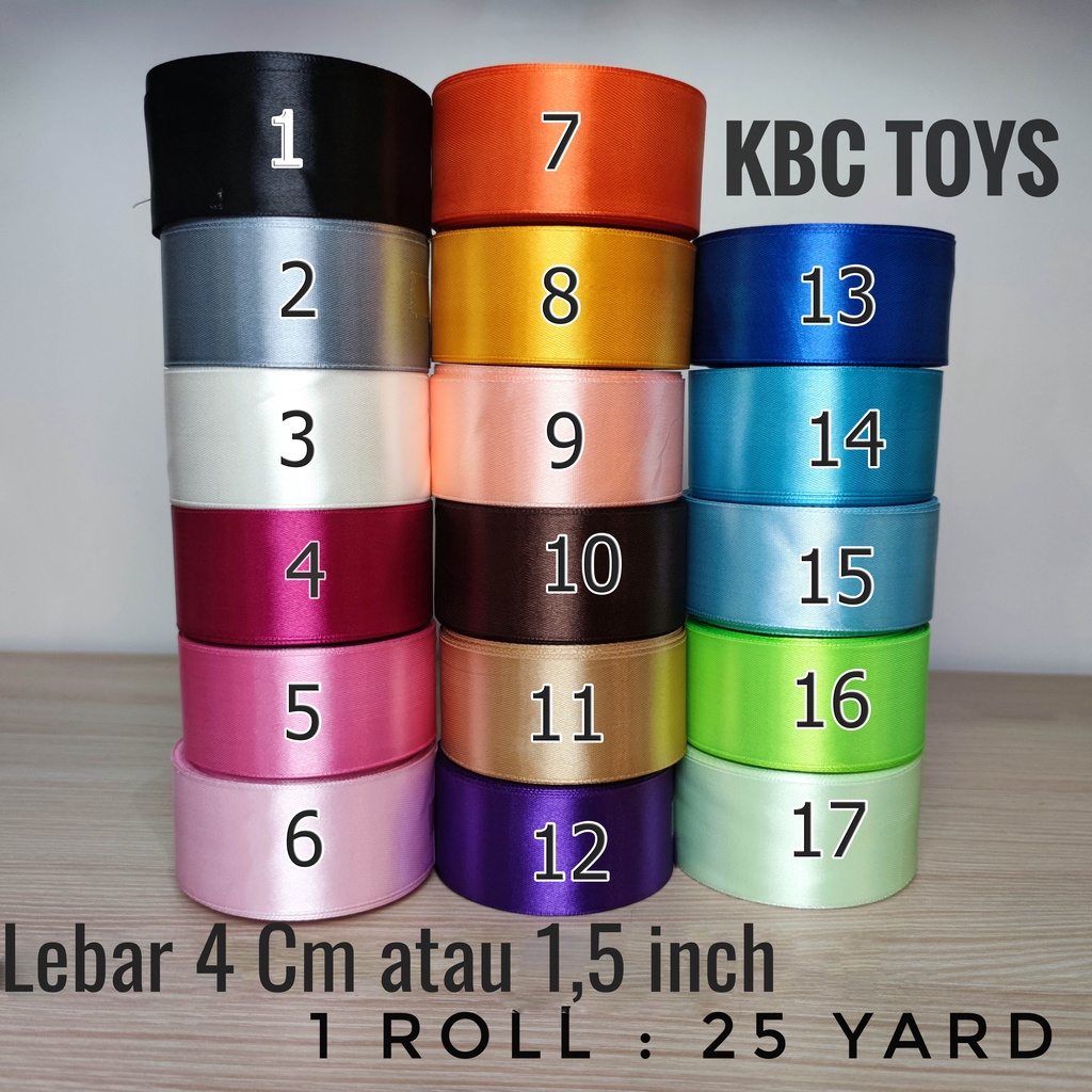

Pita Satin 4 Cm Atau 1,5 inch IMPORT Taiwan - Pita Satin Merah Putih Coklat Biru Hitam Cocok Untuk Buket Bunga Atau Pernak-Pernik Kado