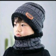 Kupluk Syal Anak Beanie Anak Topi Musim Dingin Set Rajut