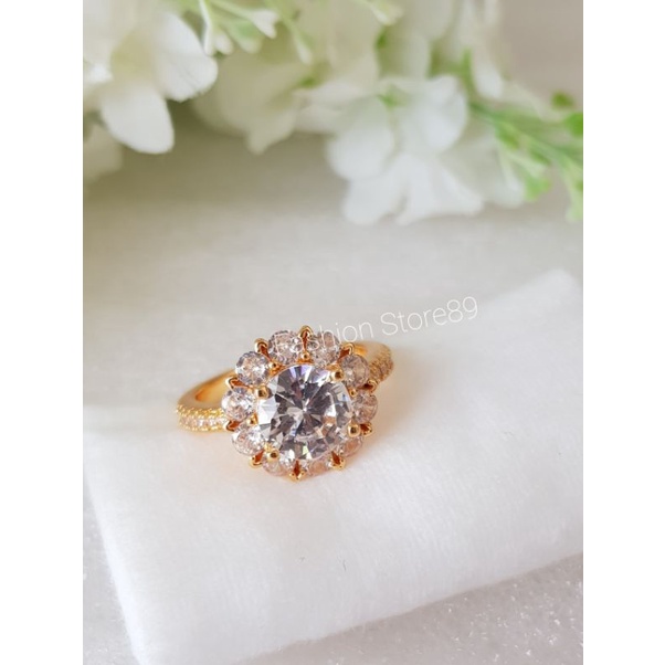 Ready Cincin Bunga Berlian Xuping import perhiasan lapis emas tercantik dan elegant bestseller