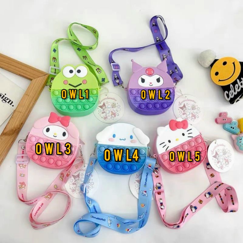 TAS SELEMPANG ANAK POP IT RUBBER JELLY / SLING BAG LUCU IMPORT