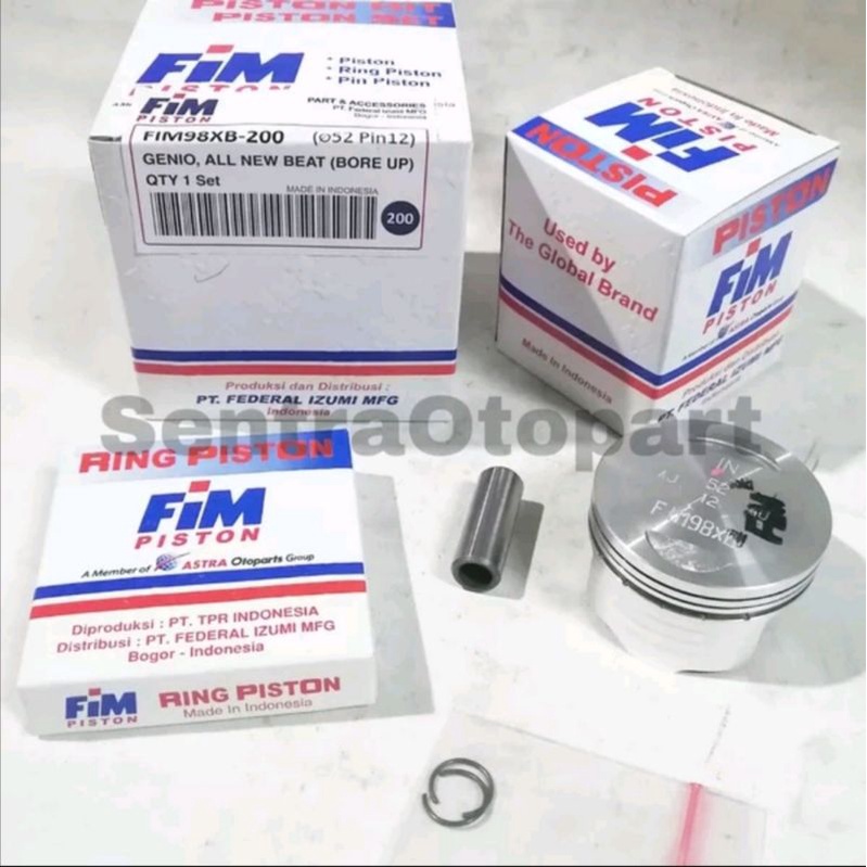 Piston seher kit bore up beat fi led genio tipe xb oversize 200 fim