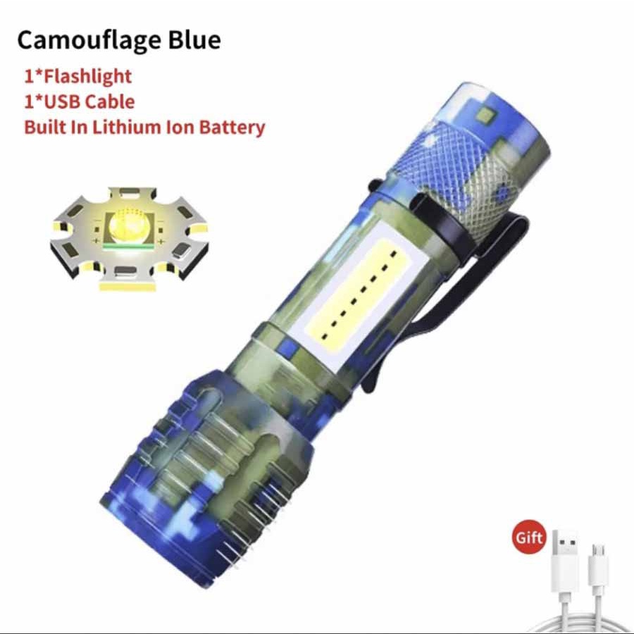 Senter Loreng Swat usb Xpe mini Led Cob police warna tentara 511