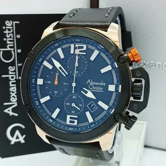 JAM TANGAN PRIA WANITA    ALEXANDRE CHRISTIE AC6487 MC AC 6487 BLACK ROSEGOLD PRIA JAM TANGAN