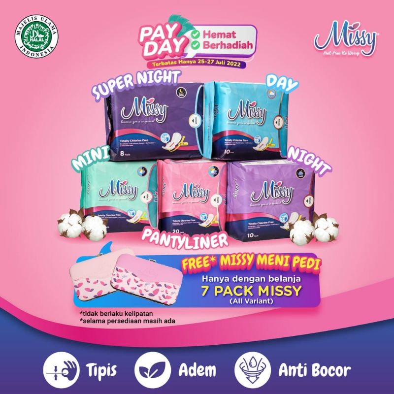 Missy Pembalut &amp; Pantyliner (Super Thin, Anion Tea Polyphenols, Peppermint Extract)