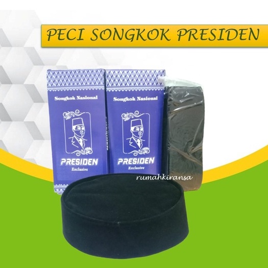 PECI SONGKOK PRESIDEN HITAM POLOS TINGGI 9 CM || PECI KOPIAH SONGKOK