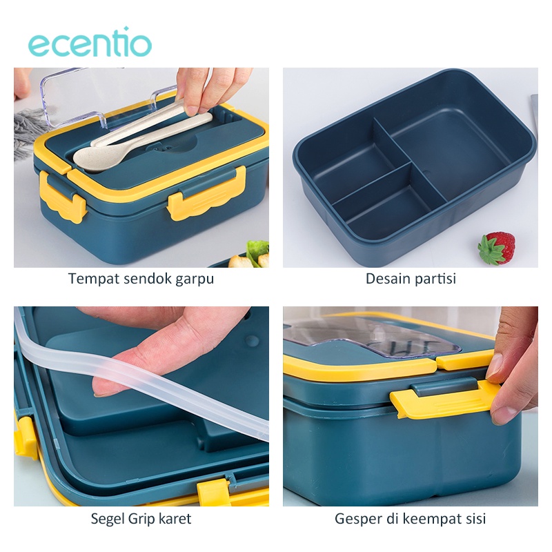 ecentio Kotak Makan Set Dengan Cangkir Sup Sendok Gratis Anti Tumpah Portable Berbahan kapasit besar