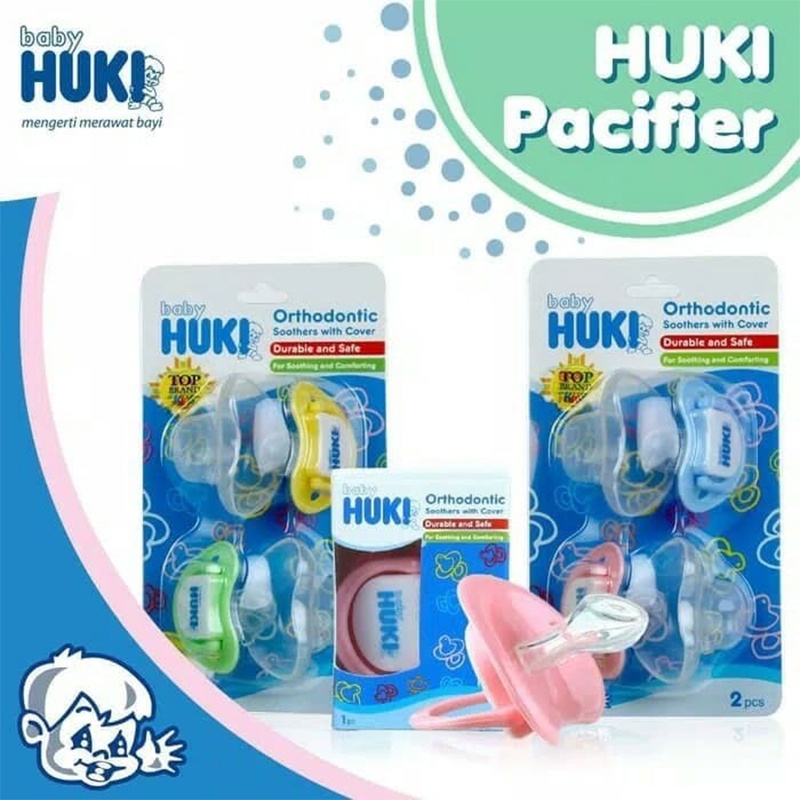 Empeng Bayi Huki 1 set isi 2 Baby Pacifier Baby Huki Orthodontic Soothers with Cover