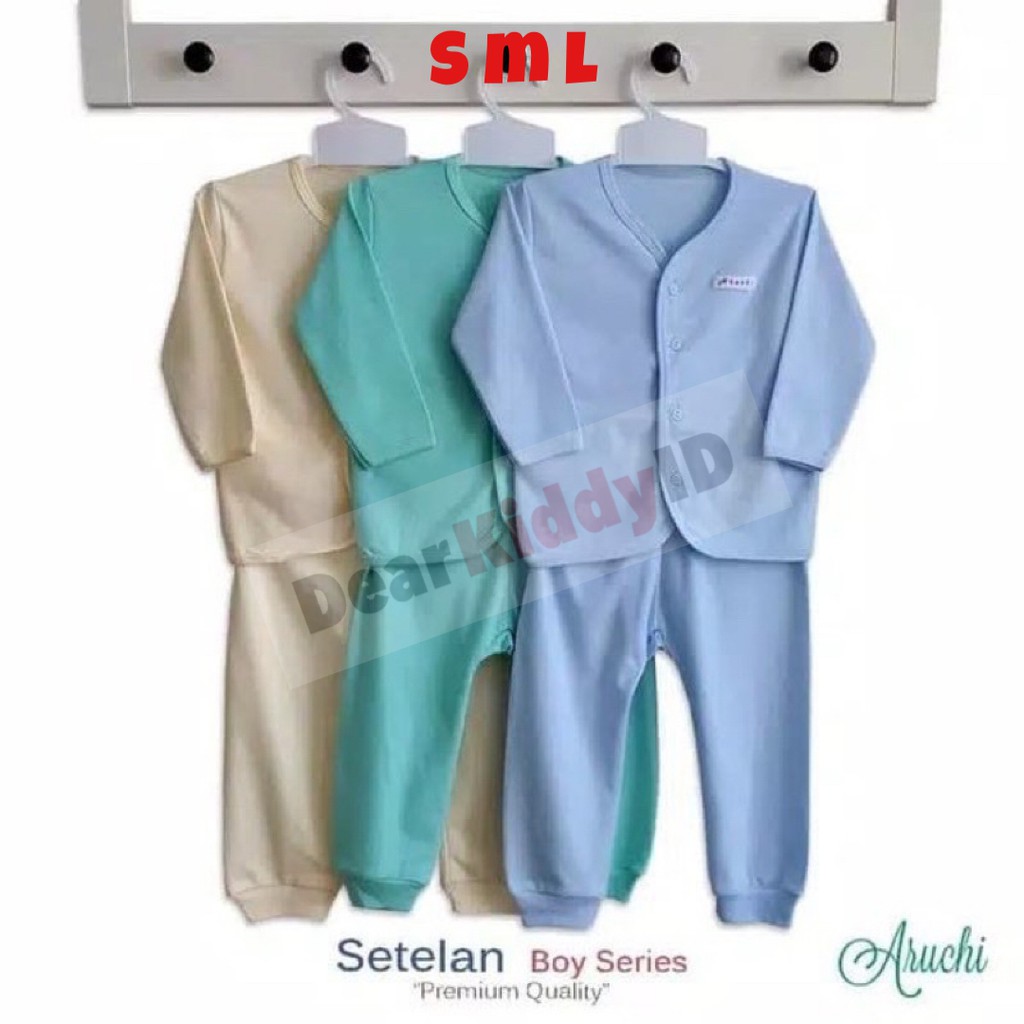Aruchi POLOS S M L XL XXL (1stel) Setelan Baju Panjang Kancing Depan / Oblong Bayi Anak
