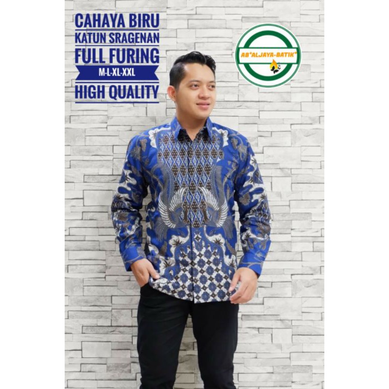 Kemeja Batik Lengan Panjang Pria Batik Pria Biru Lengan Panjang CAHAYA